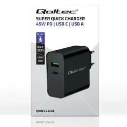 Ładowarka sieciowa Qoltec Super Quick PD | 1xUSB-C | | PartsPC.pl