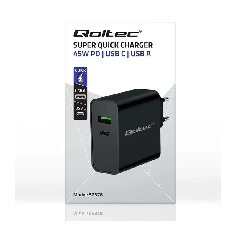 Ładowarka sieciowa Qoltec Super Quick PD | 1xUSB-C | | PartsPC.pl