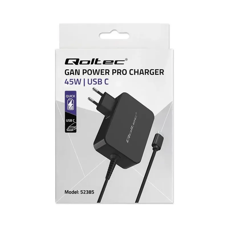Ładowarka sieciowa Qoltec GaN POWER PRO | 1xUSB-C | 45W | PartsPC.pl