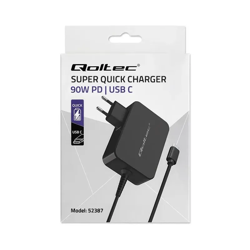 Ładowarka sieciowa Qoltec GaN POWER PRO | 1xUSB-C | 90W | PartsPC.pl