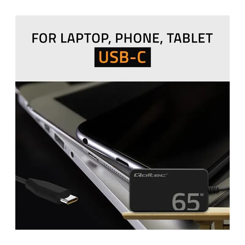 Ładowarka sieciowa Qoltec 65W GaN Super Fast SLIM | PartsPC.pl