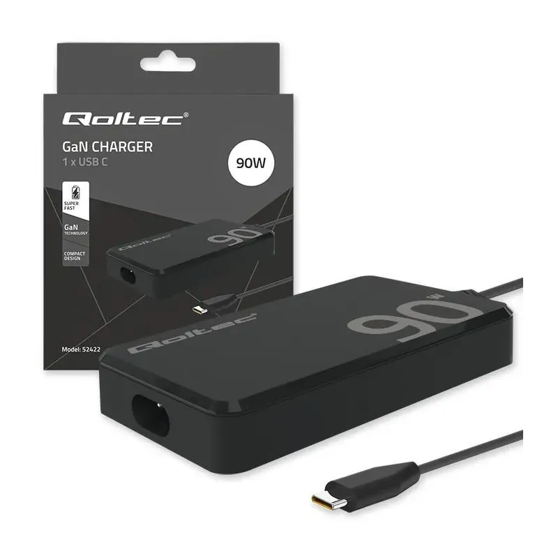 Ładowarka sieciowa Qoltec 90W GaN Super Fast SLIM | PD | | PartsPC.pl