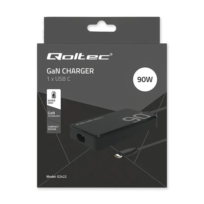 Ładowarka sieciowa Qoltec 90W GaN Super Fast SLIM | PD | | PartsPC.pl