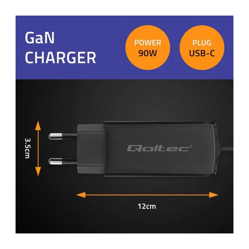 Ładowarka sieciowa Qoltec 90W GaN Super Fast | 5-20V | | PartsPC.pl