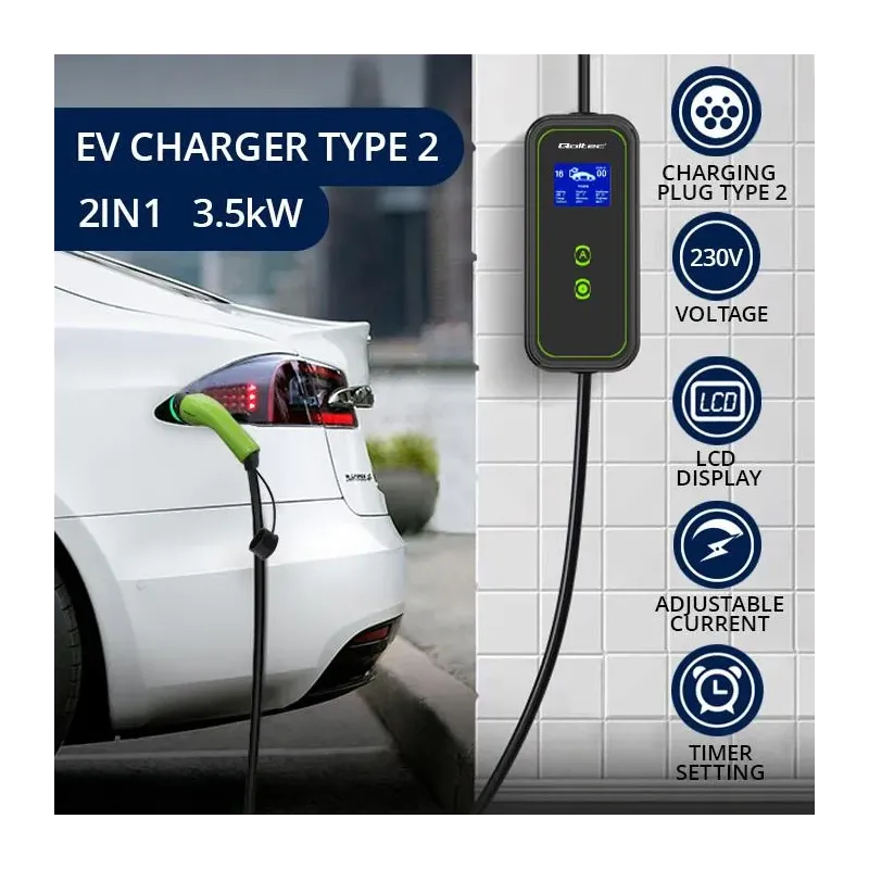 Ładowarka Qoltec do samochodu elektrycznego EV 2 w 1 | PartsPC.pl