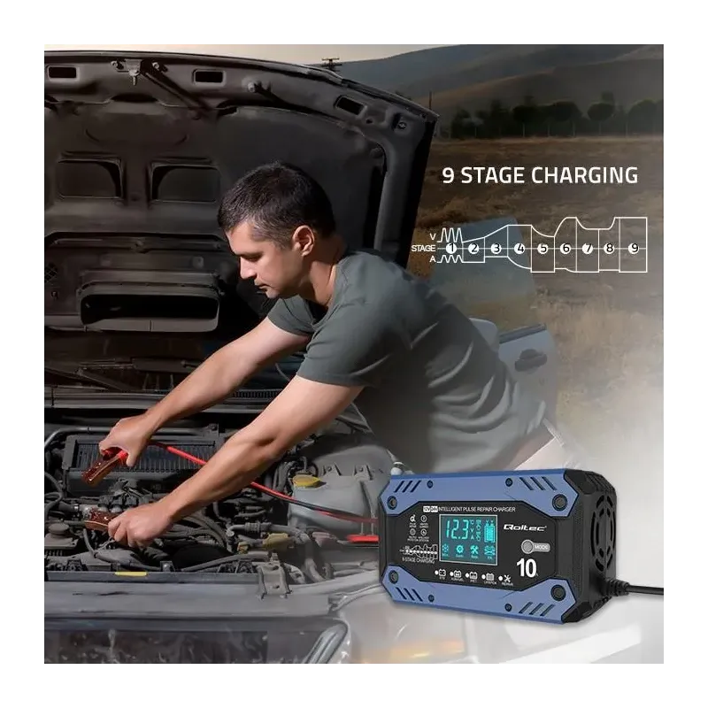 Ładowarka inteligentna Qoltec do akumulatora STD AGM GEL | PartsPC.pl