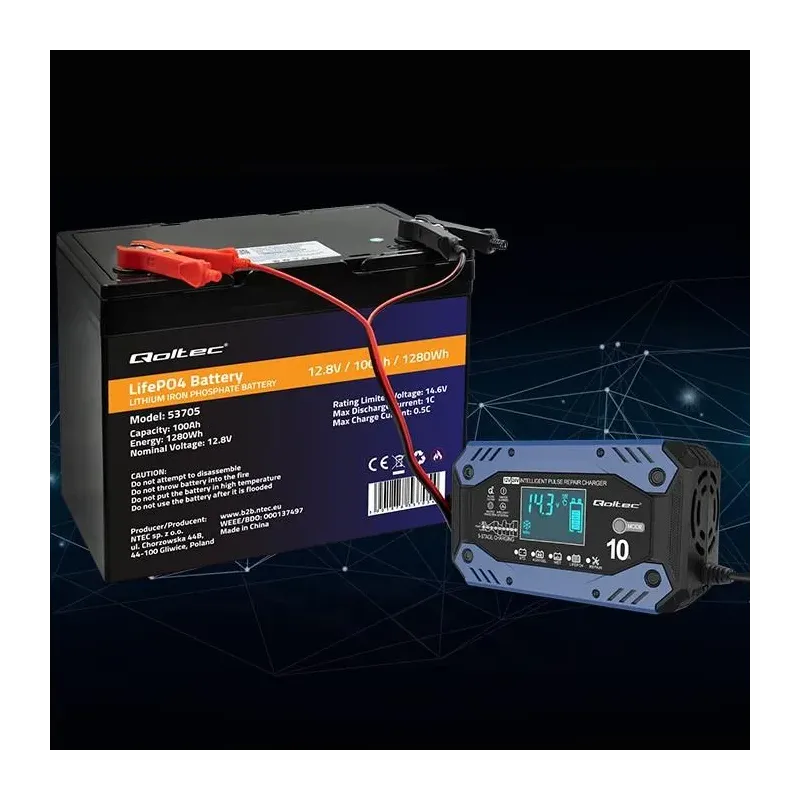 Ładowarka inteligentna Qoltec do akumulatora STD AGM GEL | PartsPC.pl