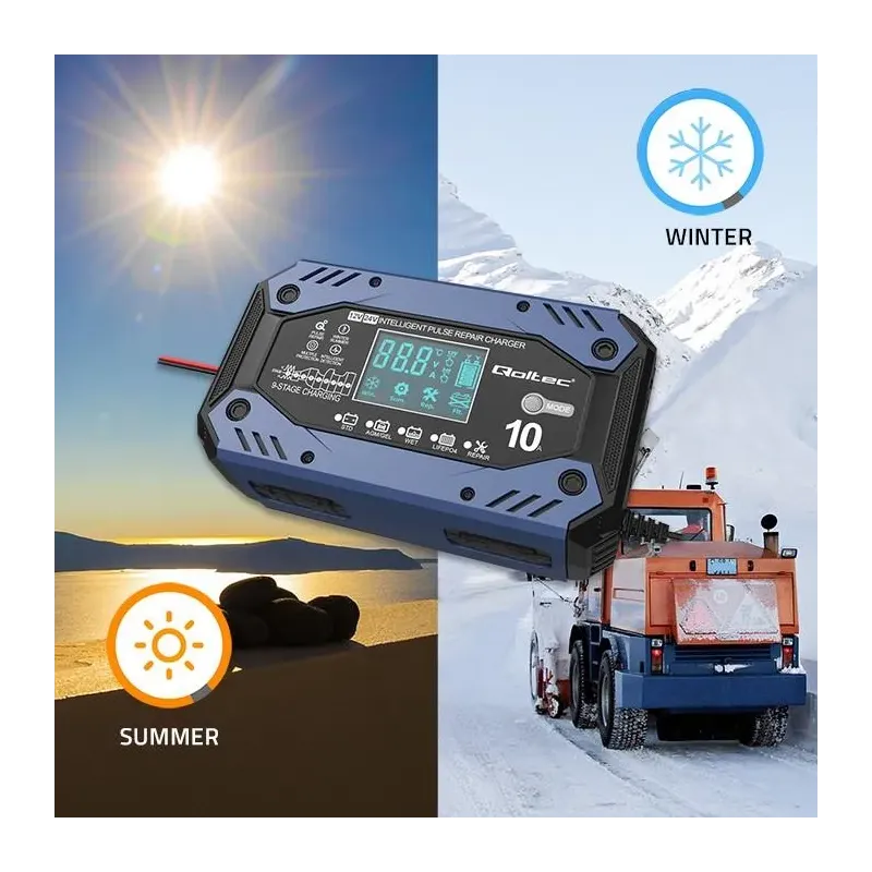 Ładowarka inteligentna Qoltec do akumulatora STD AGM GEL | PartsPC.pl