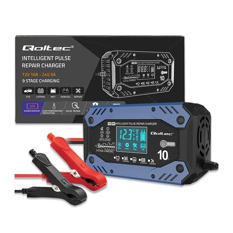 Ładowarka inteligentna Qoltec do akumulatora STD AGM GEL | PartsPC.pl