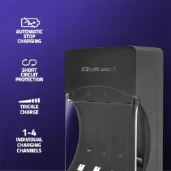 Ładowarka Qoltec do akumulatorków Ni-MH typu R03 AAA R6 | PartsPC.pl