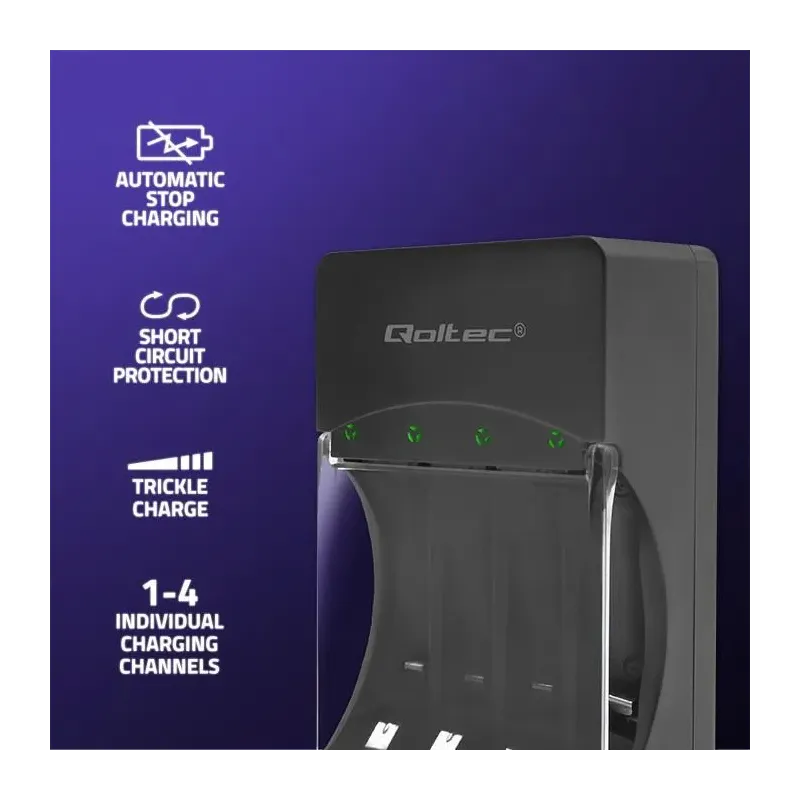 Ładowarka Qoltec do akumulatorków Ni-MH typu R03 AAA R6 | PartsPC.pl