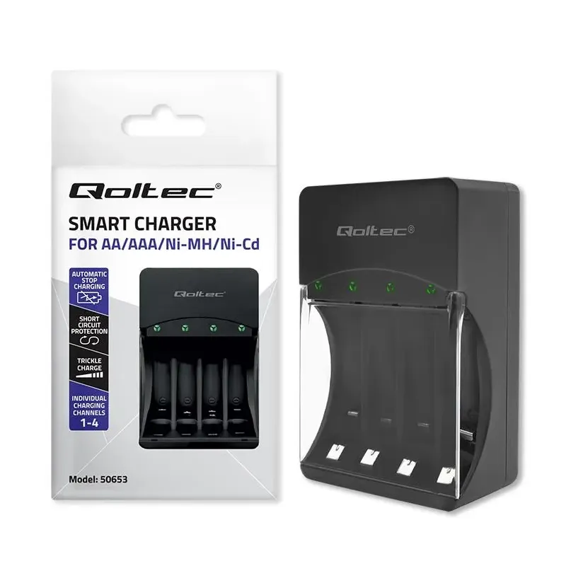 Ładowarka Qoltec do akumulatorków Ni-MH typu R03 AAA R6 | PartsPC.pl