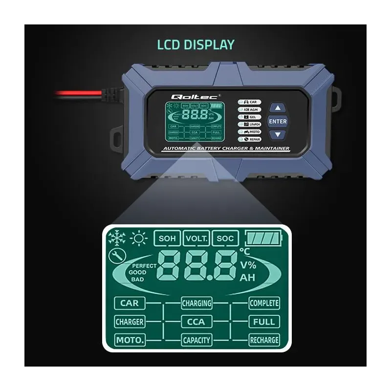 Ładowarka mikroprocesorowa Qoltec z testerem baterii i | PartsPC.pl