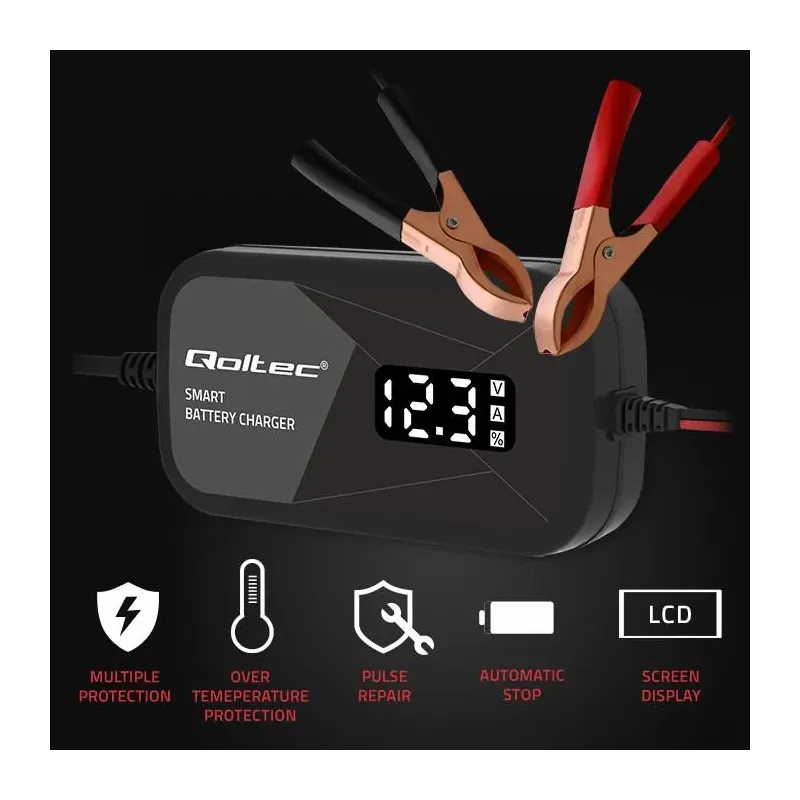 Ładowarka inteligentna Qoltec mikroprocesorowa 12V | 2A | PartsPC.pl