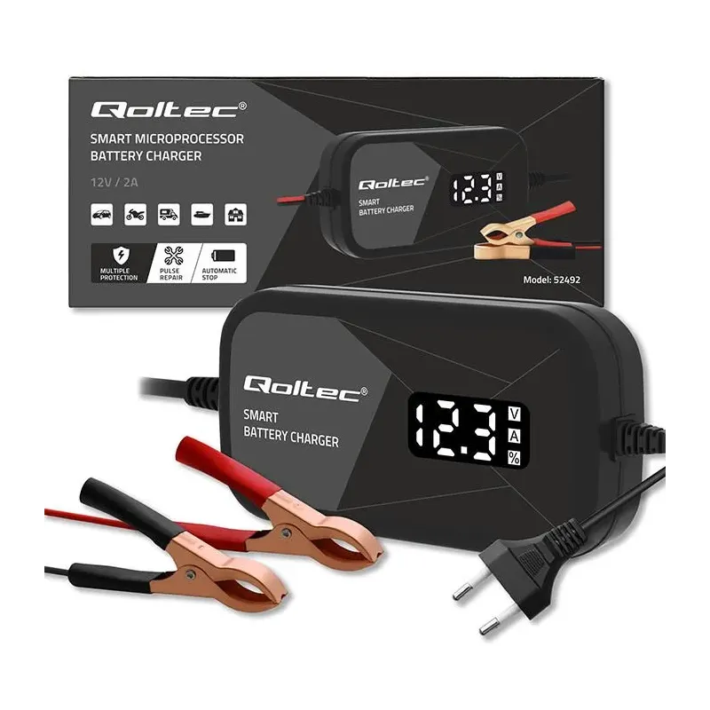 Ładowarka inteligentna Qoltec mikroprocesorowa 12V | 2A | PartsPC.pl