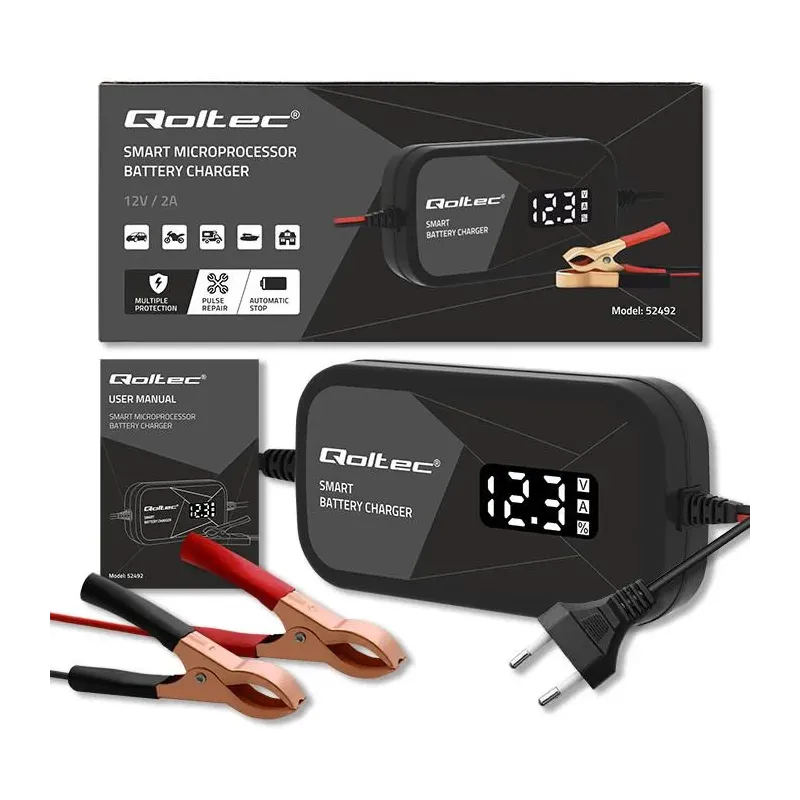 Ładowarka inteligentna Qoltec mikroprocesorowa 12V | 2A | PartsPC.pl