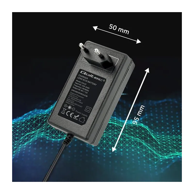 Ładowarka do akumulatora Qoltec AGM GEL STD 6V 12V | | PartsPC.pl