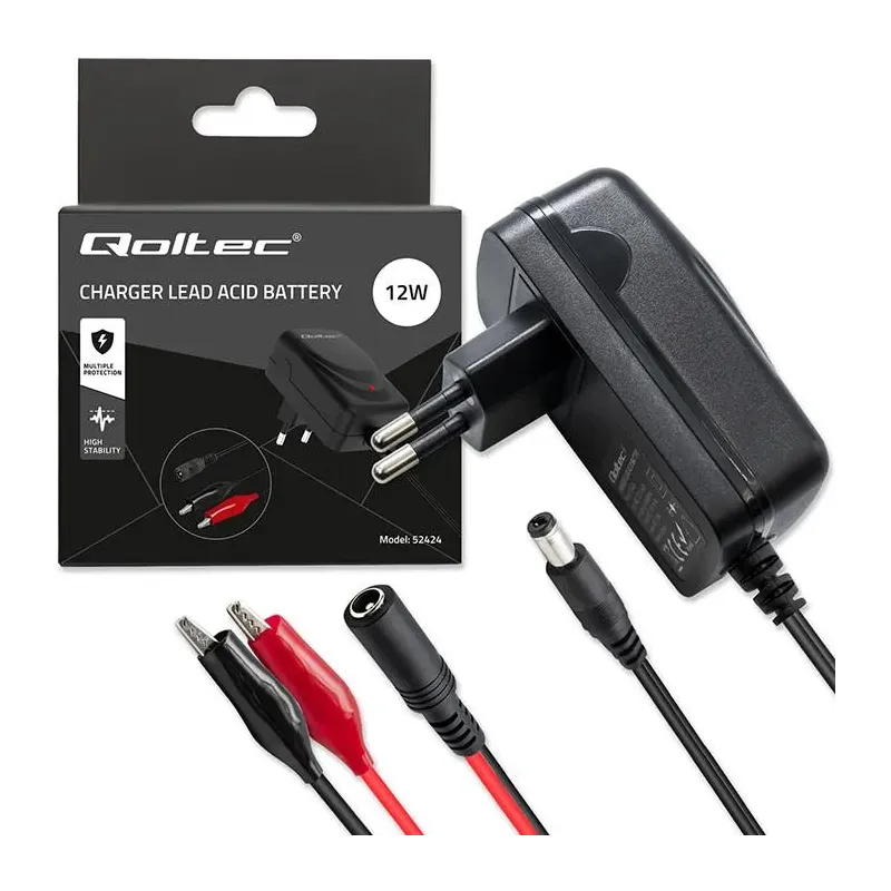 Ładowarka do akumulatora Qoltec AGM GEL STD 12V | 1A | | PartsPC.pl