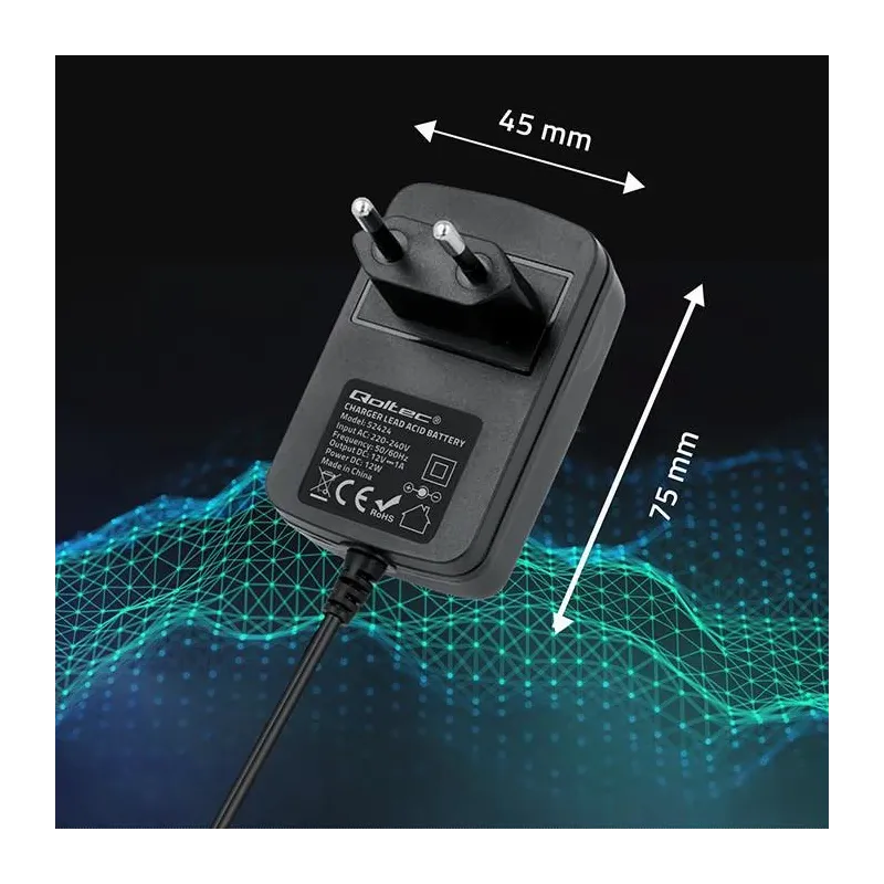 Ładowarka do akumulatora Qoltec AGM GEL STD 12V | 1A | | PartsPC.pl