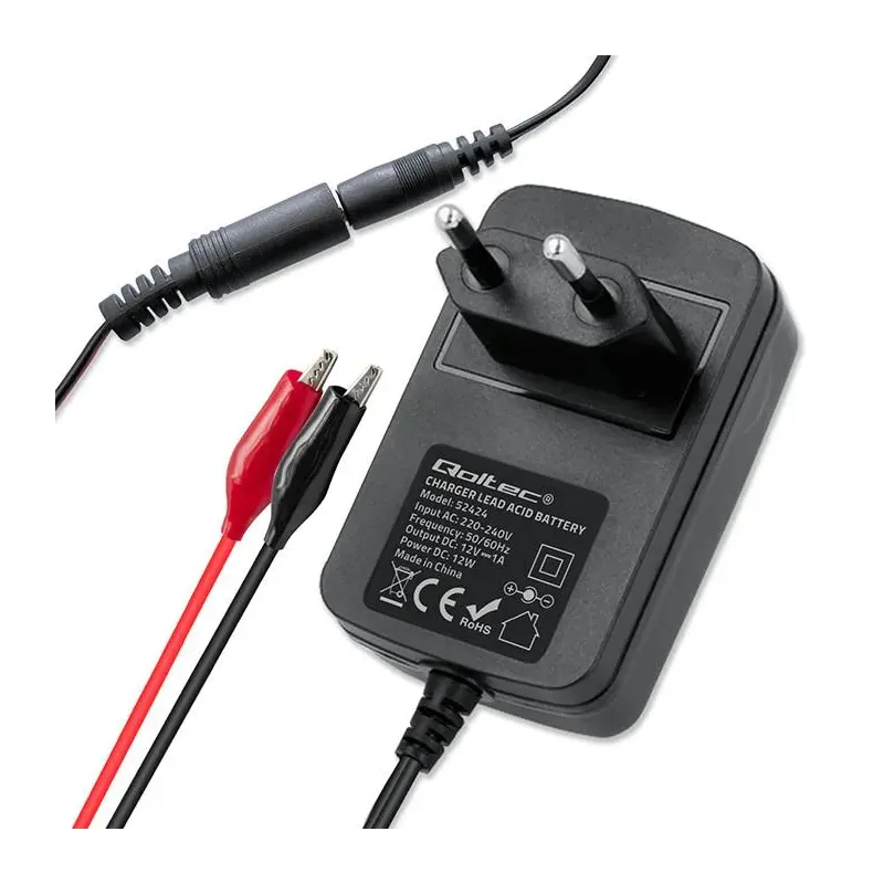 Ładowarka do akumulatora Qoltec AGM GEL STD 12V | 1A | | PartsPC.pl