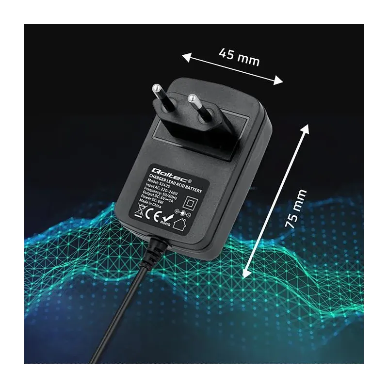 Ładowarka do akumulatora Qoltec AGM GEL STD 6V | 1A | | PartsPC.pl