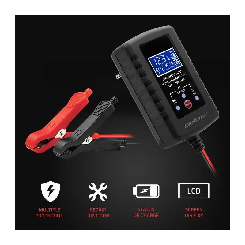Ładowarka do akumulatora Qoltec AGM GEL STD 6V/12V | 2A | PartsPC.pl
