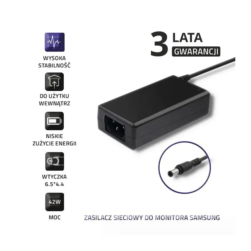 Zasilacz sieciowy Qoltec do monitora Samsung 42W | 14V | | PartsPC.pl