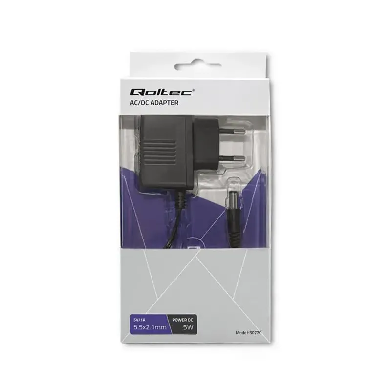 Zasilacz sieciowy Qoltec wtyczkowy 5W | 5V | 1A | 5.5*2.1 | PartsPC.pl