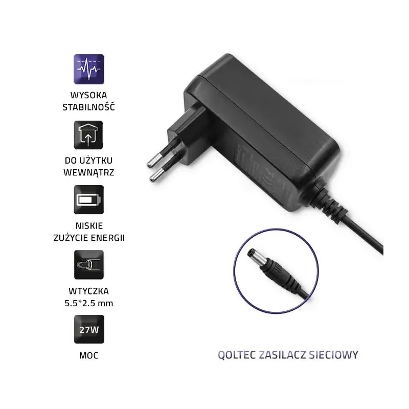 Zasilacz sieciowy Qoltec wtyczkowy 27W | 9V | 3A | | PartsPC.pl