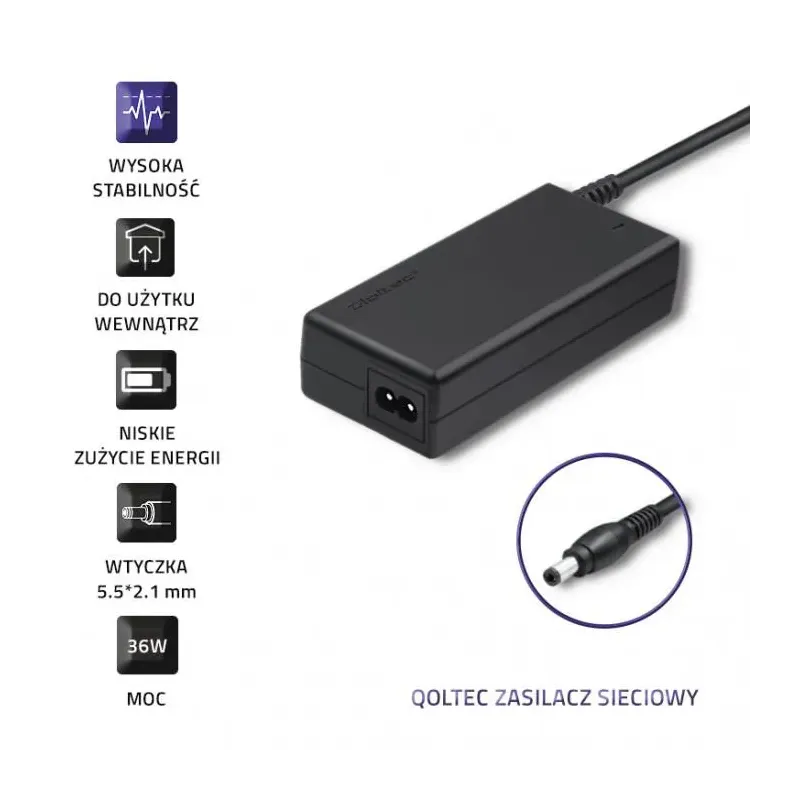 Zasilacz sieciowy Qoltec desktopowy 36W | 12V | 3A | | PartsPC.pl