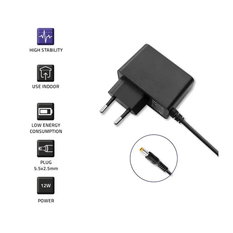 Zasilacz sieciowy Qoltec wtyczkowy 12W | 12V | 1A | | PartsPC.pl