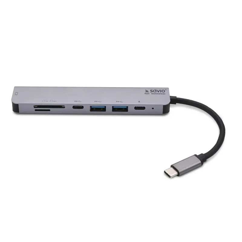 Hub USB 3.1 SAVIO AK-54 USB-C - 4 x USB-A szary | PartsPC.pl