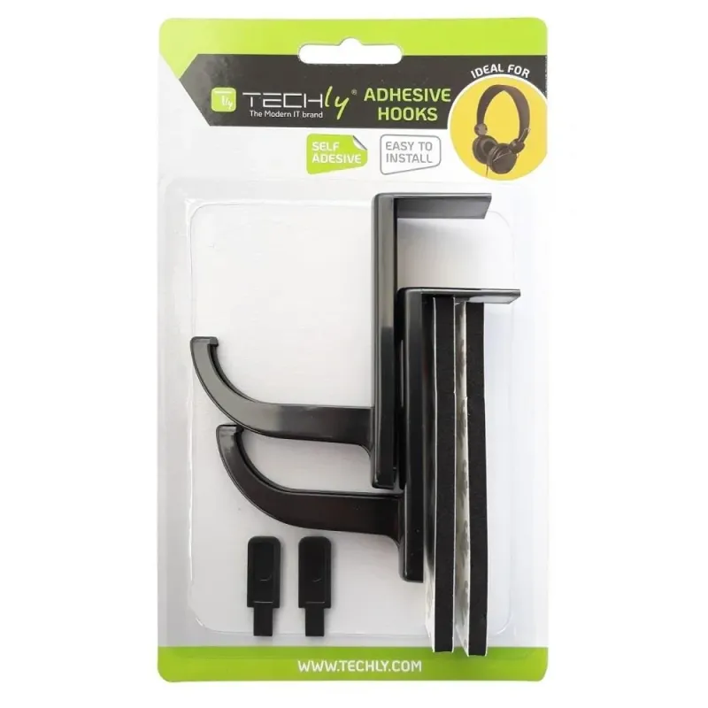 Uchwyt / Wieszak Techly na słuchawki 2 szt. taśma 3M | PartsPC.pl