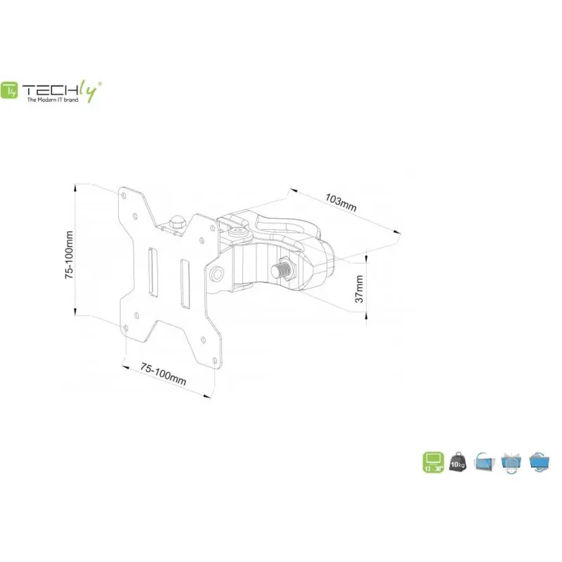 Uchwyt na słup Techly 13"-30", 10kg obrotowy | PartsPC.pl