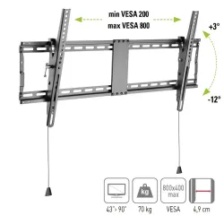 Uchwyt ścienny Techly 43"-90", 70kg slim | PartsPC.pl