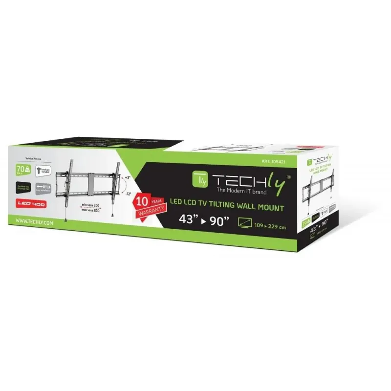 Uchwyt ścienny Techly 43"-90", 70kg slim | PartsPC.pl