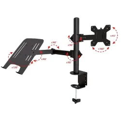 Uchwyt biurkowy Techly 13'-32", z półką na laptopa | PartsPC.pl