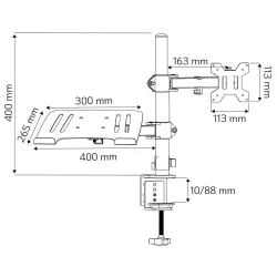 Uchwyt biurkowy Techly 13'-32", z półką na laptopa | PartsPC.pl