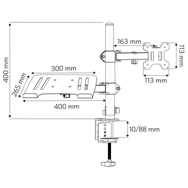 Uchwyt biurkowy Techly 13'-32", z półką na laptopa | PartsPC.pl