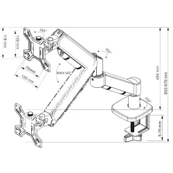 Uchwyt biurkowy Techly LCD/LED 13"-32", 10kg, czarny | PartsPC.pl