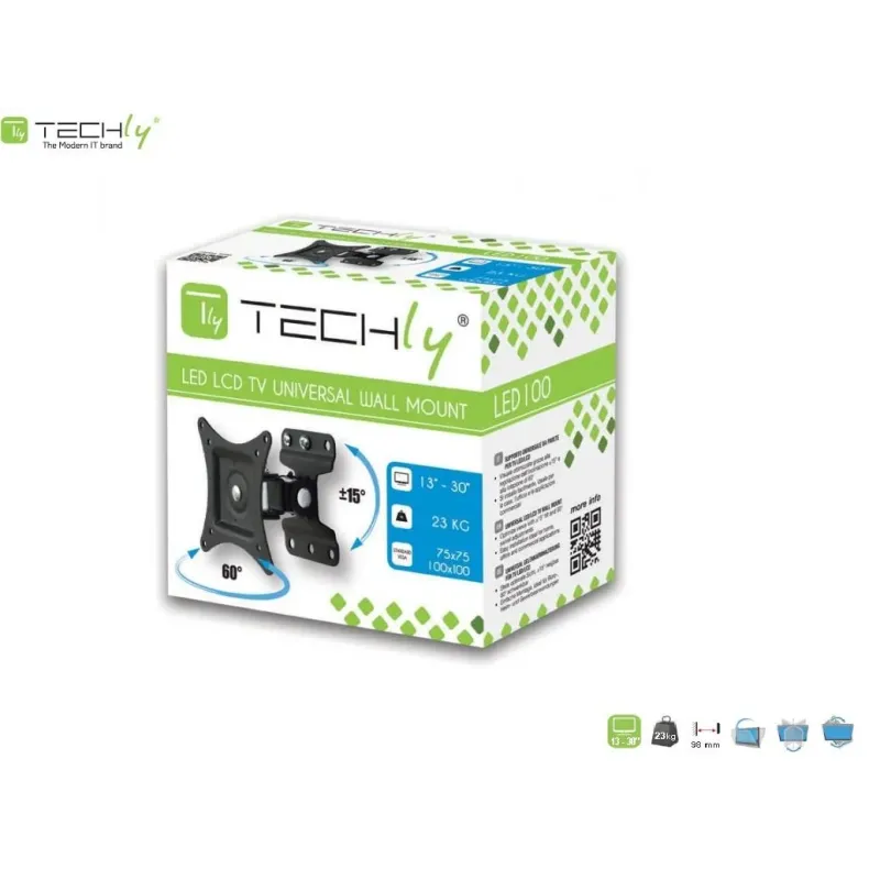 Uchwyt ścienny Techly 13"-30", 23kg obrotowy | PartsPC.pl