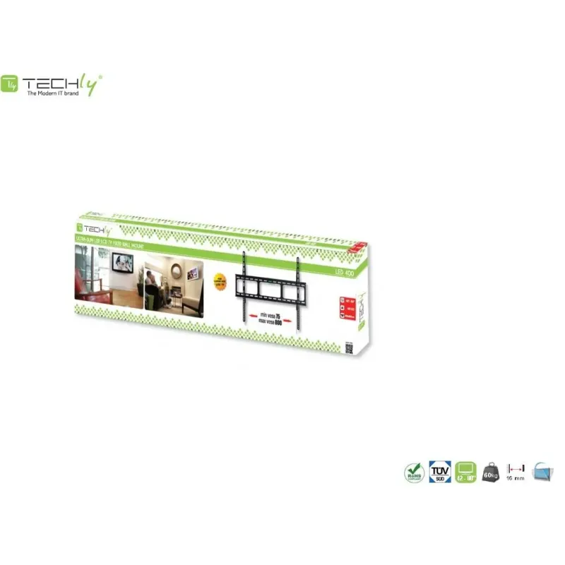 Uchwyt ścienny Techly 42"-80", 60kg slim | PartsPC.pl