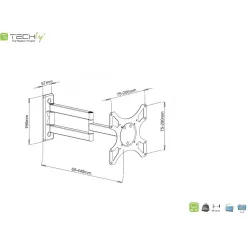 Uchwyt ścienny Techly LCD/LED 19"-37" 25kg, | PartsPC.pl