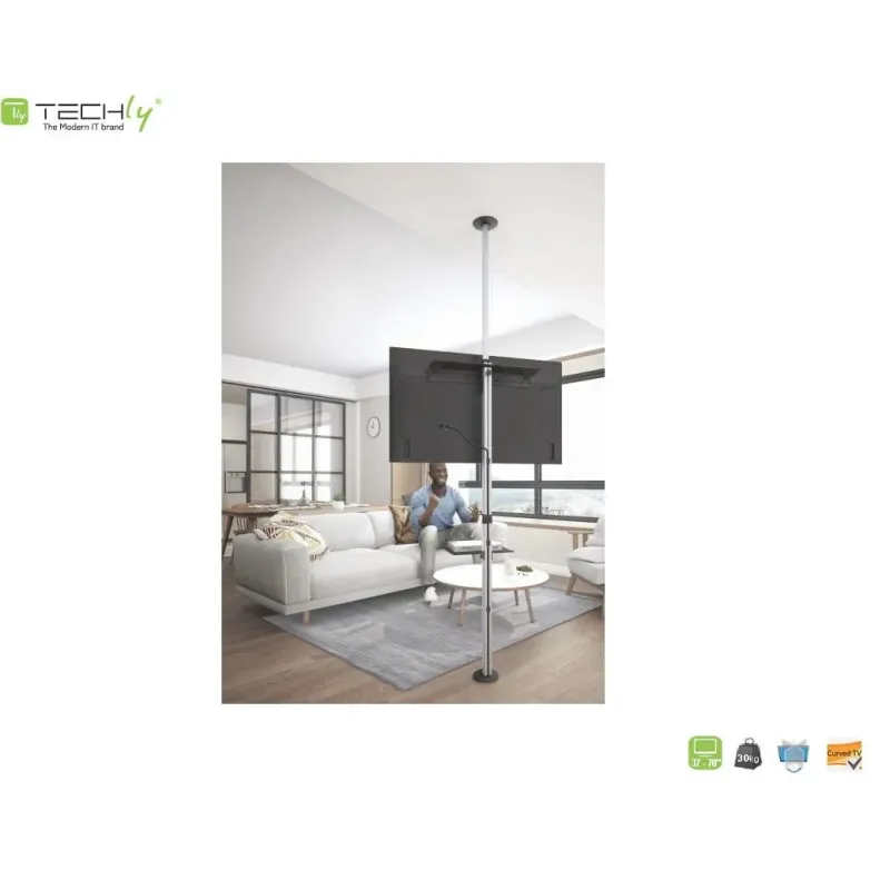 Stojak podłogowo-sufitowy Techly 37"-70", 30kg | PartsPC.pl