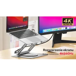 Podstawka pod laptop UNITEK D1109A HUB USB-C, HDMI, 4K, | PartsPC.pl