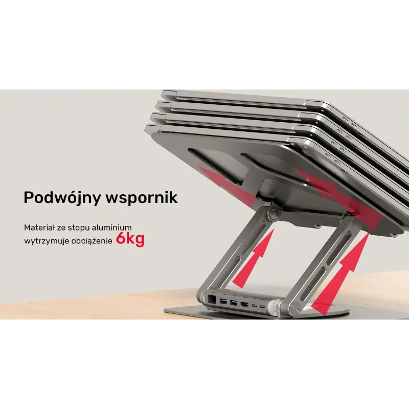 Podstawka pod laptop UNITEK D1109A HUB USB-C, HDMI, 4K, | PartsPC.pl