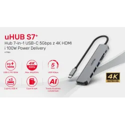 Hub USB-C Unitek H1118A 7w1, HDMI 4K, 3x USB-A, USB-C PD | PartsPC.pl