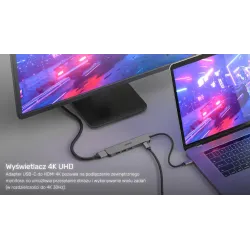 Hub USB-C Unitek H1118A 7w1, HDMI 4K, 3x USB-A, USB-C PD | PartsPC.pl