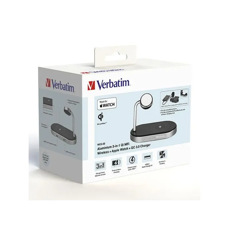 Podstawka ładująca Verbatim WCS-02 3w1 Apple Watch iPhone | PartsPC.pl