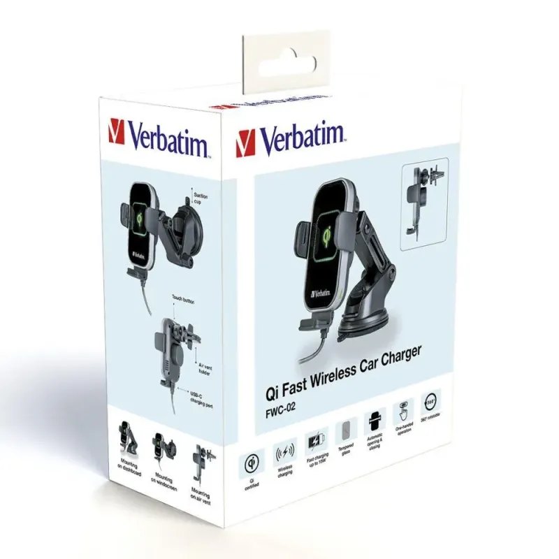 Uchwyt samochodowy Verbatim FWC-02 Qi grawitacyjny z | PartsPC.pl